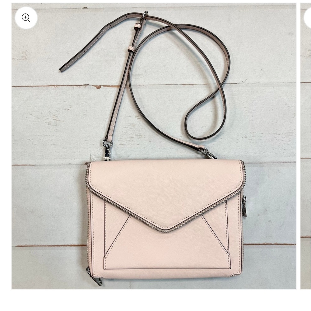 -: Rebecca Mincoff Envelope Crossbody Purse Ivory Like New & Dust bag